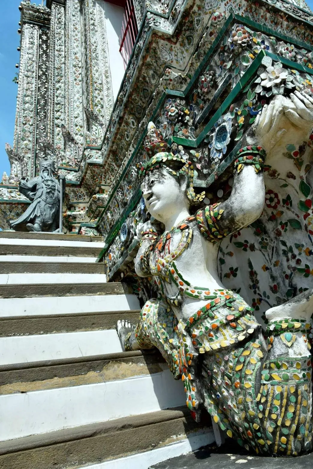Porcelain detail on the Wat Arun prang — a trip with OneDD Tour by KrishHoliday