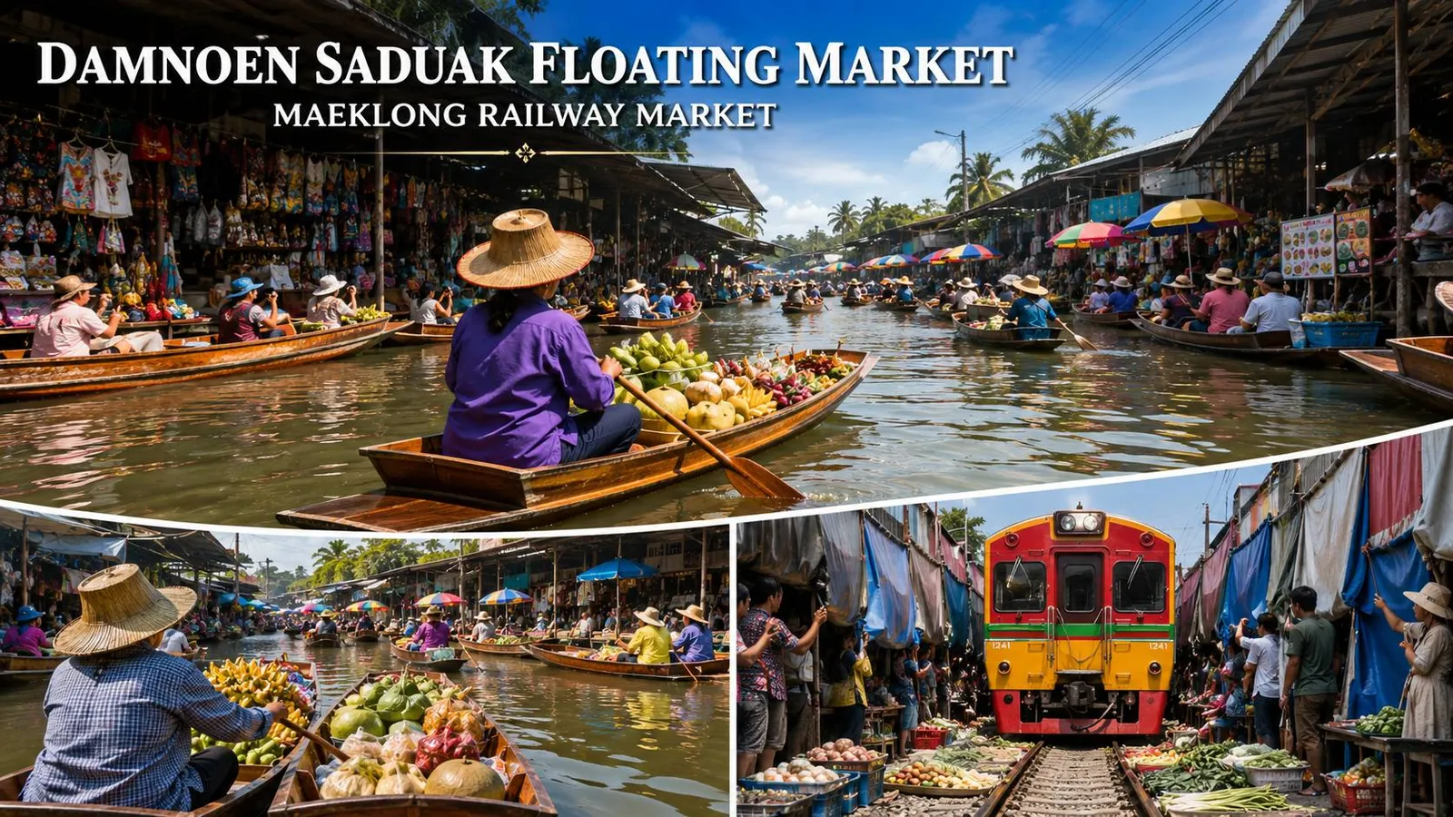 Damnoen Saduak floating market and Maeklong railway market day tour with OneDD Tour